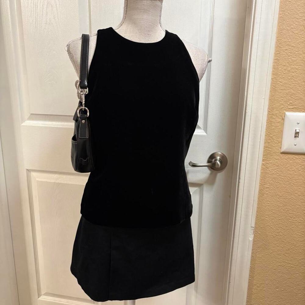 Ann Taylor black  velvet sleeveless blouse with silver buttons. Size 6
